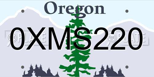 0XMS220 Oregon License Plate