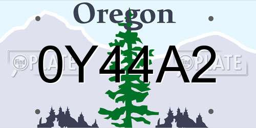 0Y44A2 Oregon License Plate