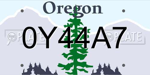 0Y44A7 Oregon License Plate