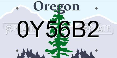 0Y56B2 Oregon License Plate