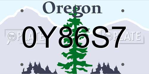 0Y86S7 Oregon License Plate