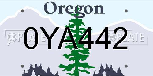 0YA442 Oregon License Plate