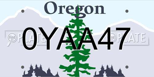 0YAA47 Oregon License Plate