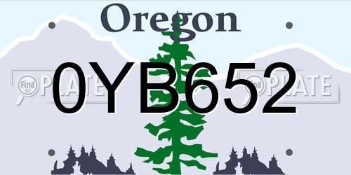 0YB652 Oregon License Plate