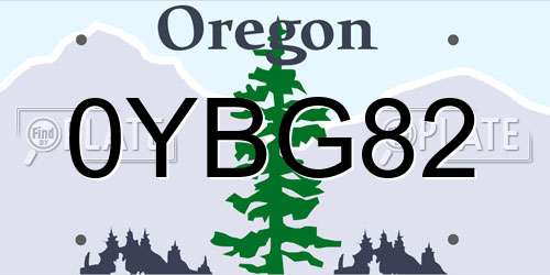 0YBG82 Oregon License Plate