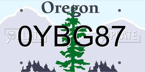0YBG87 Oregon License Plate
