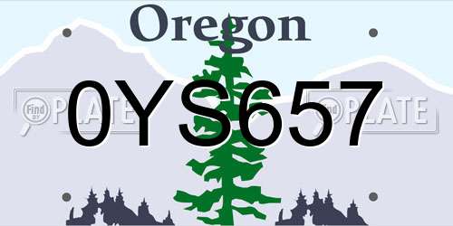 0YS657 Oregon License Plate