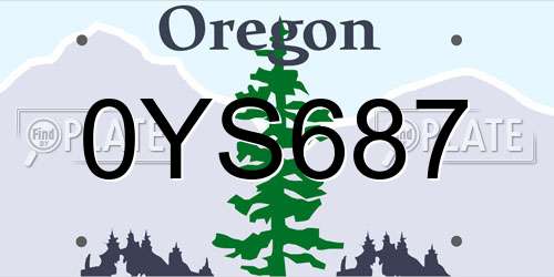 0YS687 Oregon License Plate