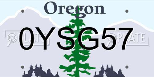 0YSG57 Oregon License Plate