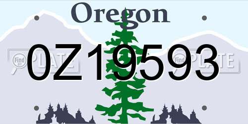 0Z19593 Oregon License Plate