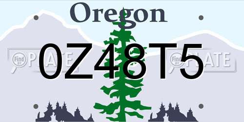0Z48T5 Oregon License Plate