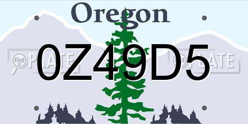0Z49D5 Oregon License Plate