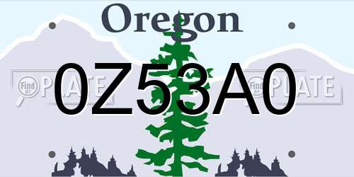 0Z53A0 Oregon License Plate