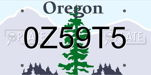 0Z59T5 Oregon License Plate