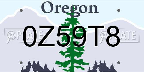 0Z59T8 Oregon License Plate