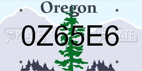 0Z65E6 Oregon License Plate