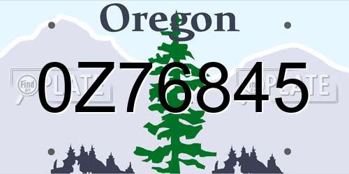 0Z76845 Oregon License Plate