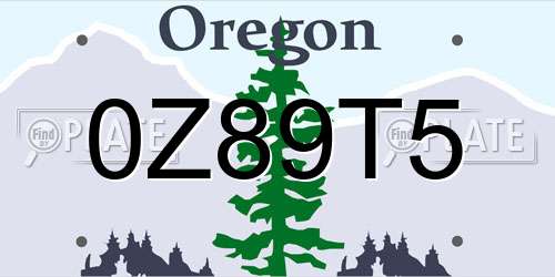 0Z89T5 Oregon License Plate