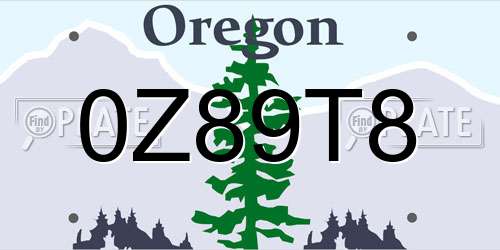 0Z89T8 Oregon License Plate