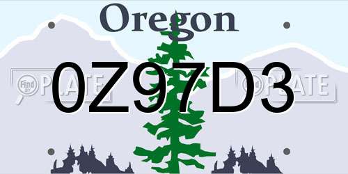 0Z97D3 Oregon License Plate