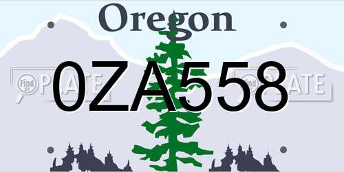 0ZA558 Oregon License Plate
