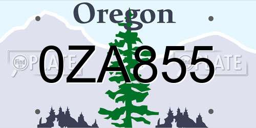 0ZA855 Oregon License Plate