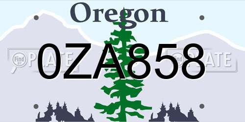 0ZA858 Oregon License Plate