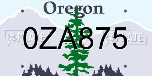 0ZA875 Oregon License Plate