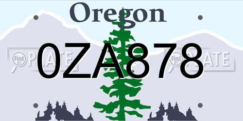 0ZA878 Oregon License Plate