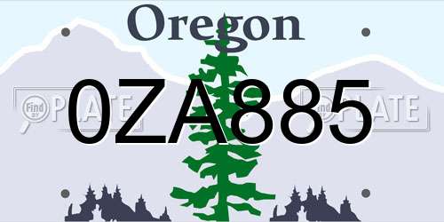0ZA885 Oregon License Plate