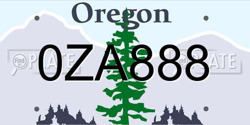 0ZA888 Oregon License Plate