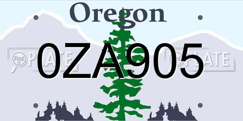 0ZA905 Oregon License Plate