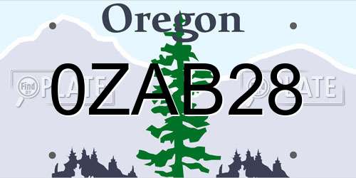 0ZAB28 Oregon License Plate