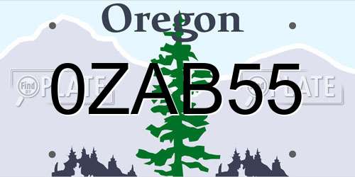 0ZAB55 Oregon License Plate