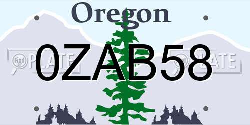0ZAB58 Oregon License Plate
