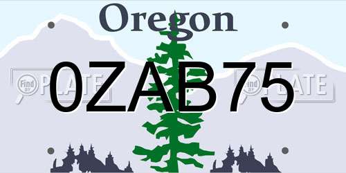 0ZAB75 Oregon License Plate