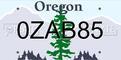 0ZAB85 Oregon License Plate