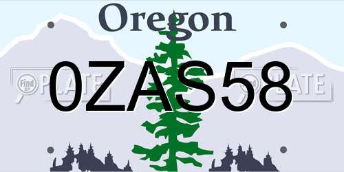 0ZAS58 Oregon License Plate