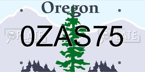 0ZAS75 Oregon License Plate