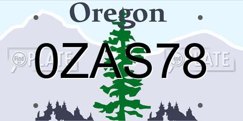 0ZAS78 Oregon License Plate