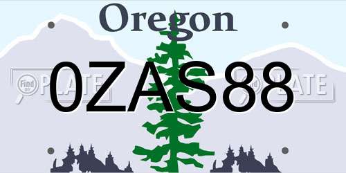 0ZAS88 Oregon License Plate