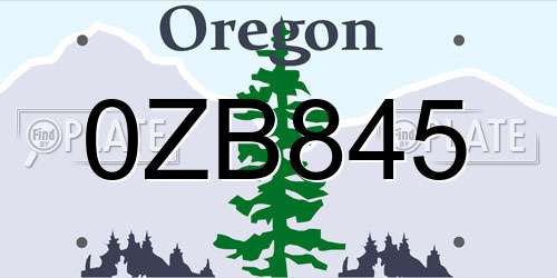 0ZB845 Oregon License Plate