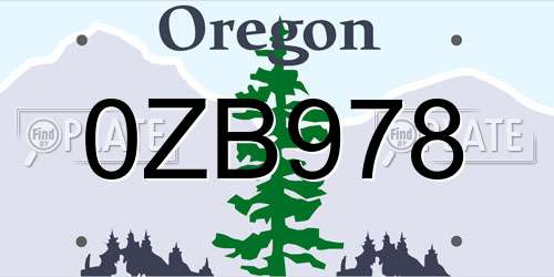 0ZB978 Oregon License Plate