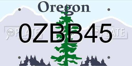 0ZBB45 Oregon License Plate