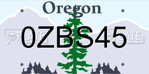 0ZBS45 Oregon License Plate