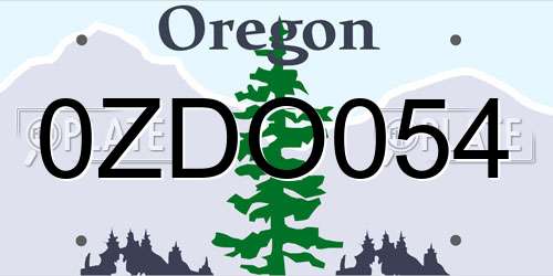 0ZDO054 Oregon License Plate