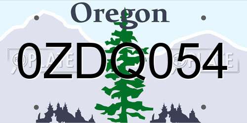 0ZDQ054 Oregon License Plate