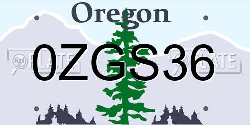 0ZGS36 Oregon License Plate