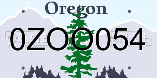 0ZOO054 Oregon License Plate