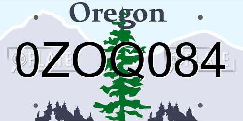0ZOQ084 Oregon License Plate
